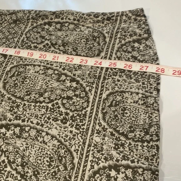 Lucky Brand Army Green and Ivory Boho Paisley Print Tunic with 3/4 Sleeves - Picture 7 of 7